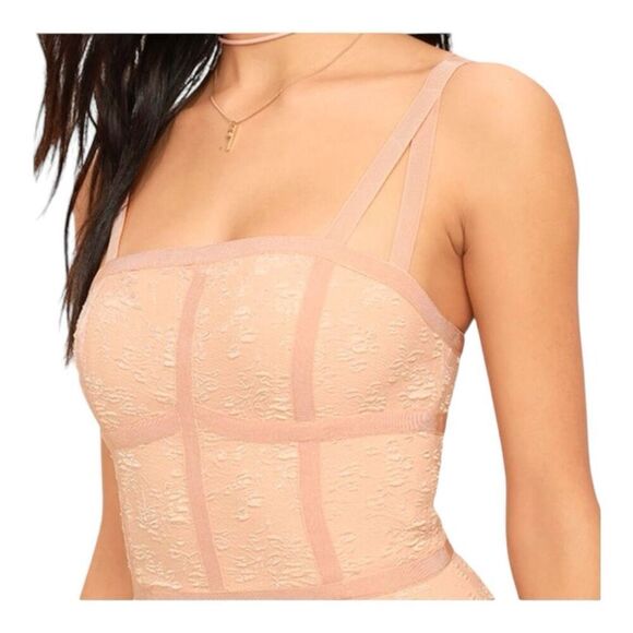 Ali & Jay Peach Meet Me In The Grotto Textured Floral Lace Bodycon Mini Dress Sz - Picture 13 of 16